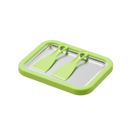 Ice Cream Maker Pan with 2 Scrapers Ice Cream Maker Plate Multifunctional Cold Sweet Fried Food Plate Rolled Ice Cream Maker