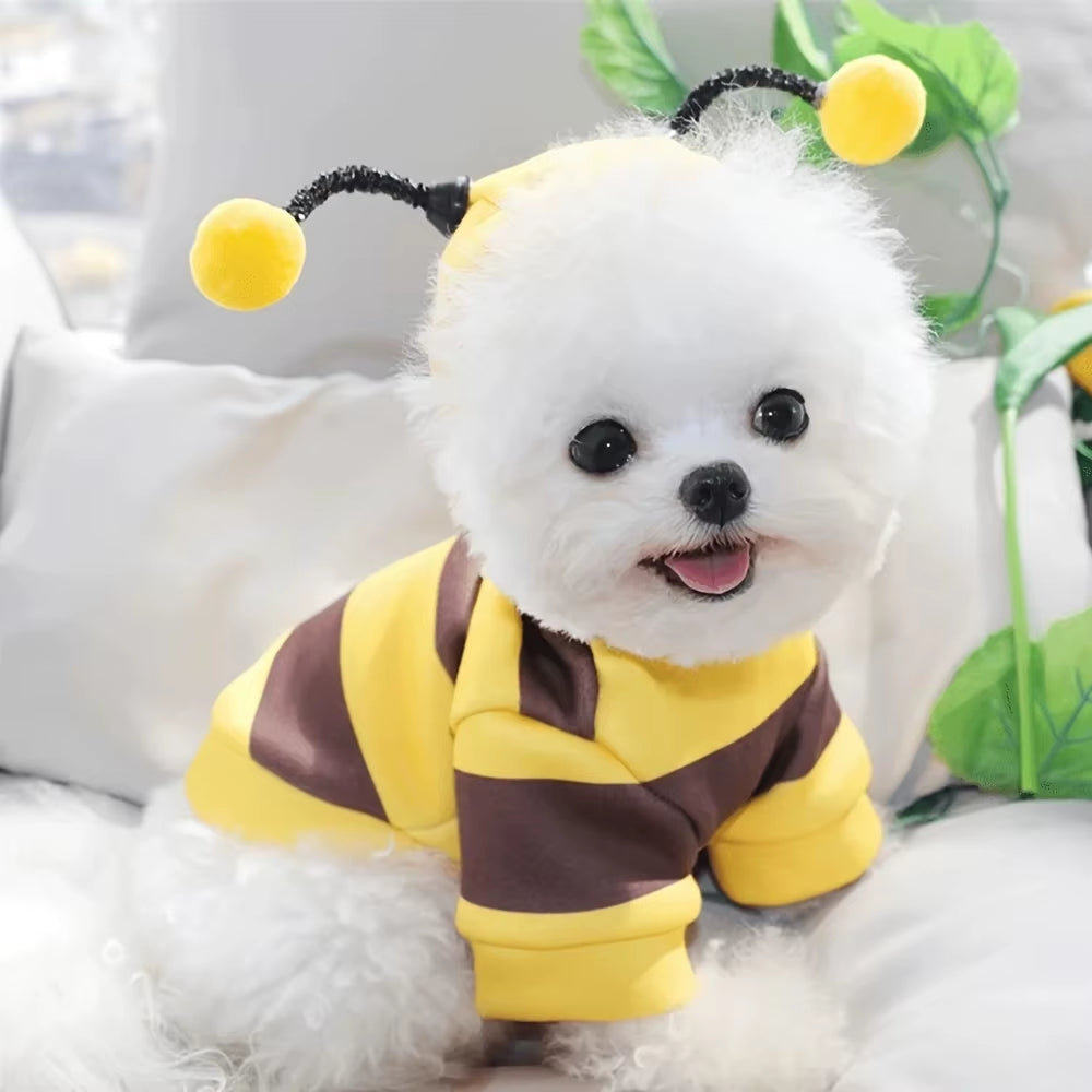 Bee Pet Puppy Coat Apparel Outfit Dog Halloween Hoodies Winter Cat Cosplay Costume Holiday Outfit for Small Medium Dogs & Cats