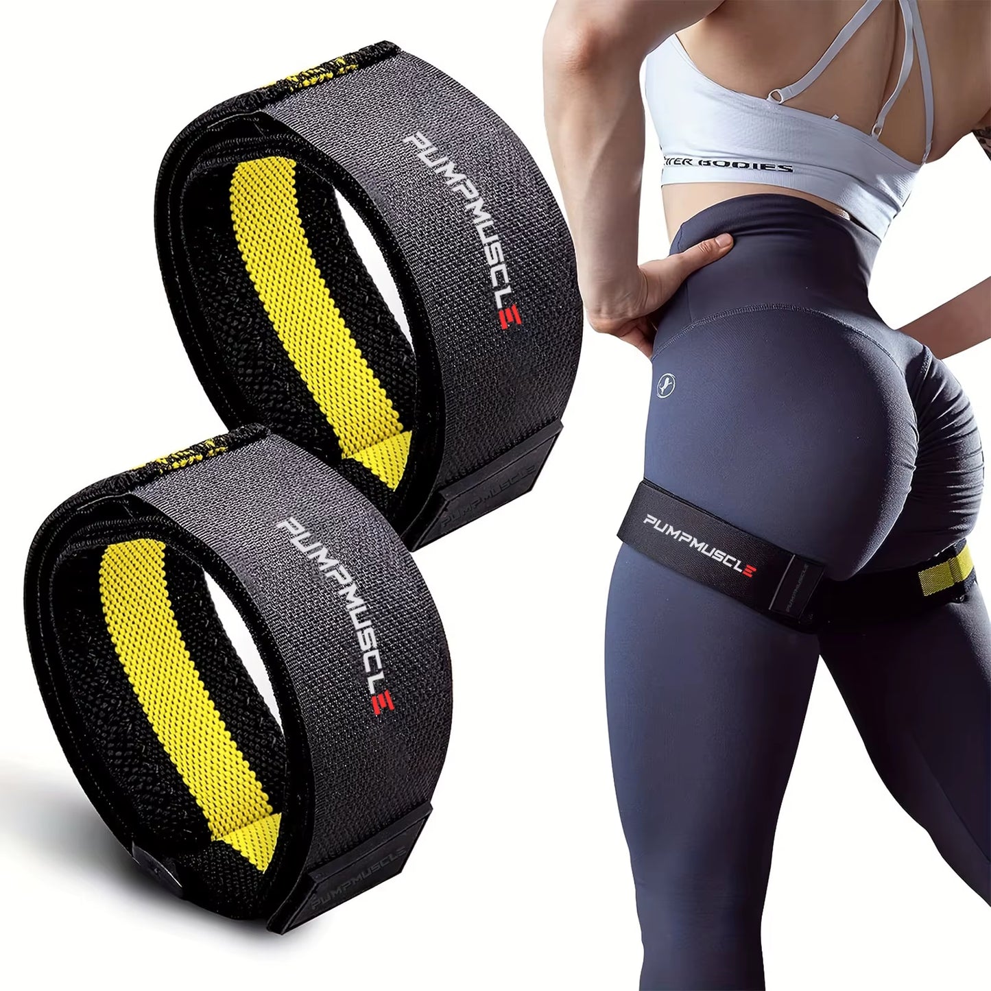 2Pcs Adjustable Leg Blood Flow Restriction Bands – Enhance Muscle Growth & Strength, Ideal for Leg Workouts, Glute Exercises