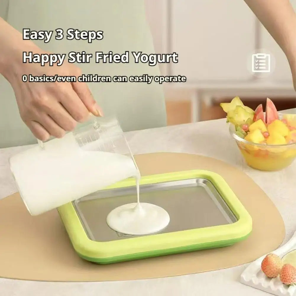 Ice Cream Maker Pan with 2 Scrapers Ice Cream Maker Plate Multifunctional Cold Sweet Fried Food Plate Rolled Ice Cream Maker