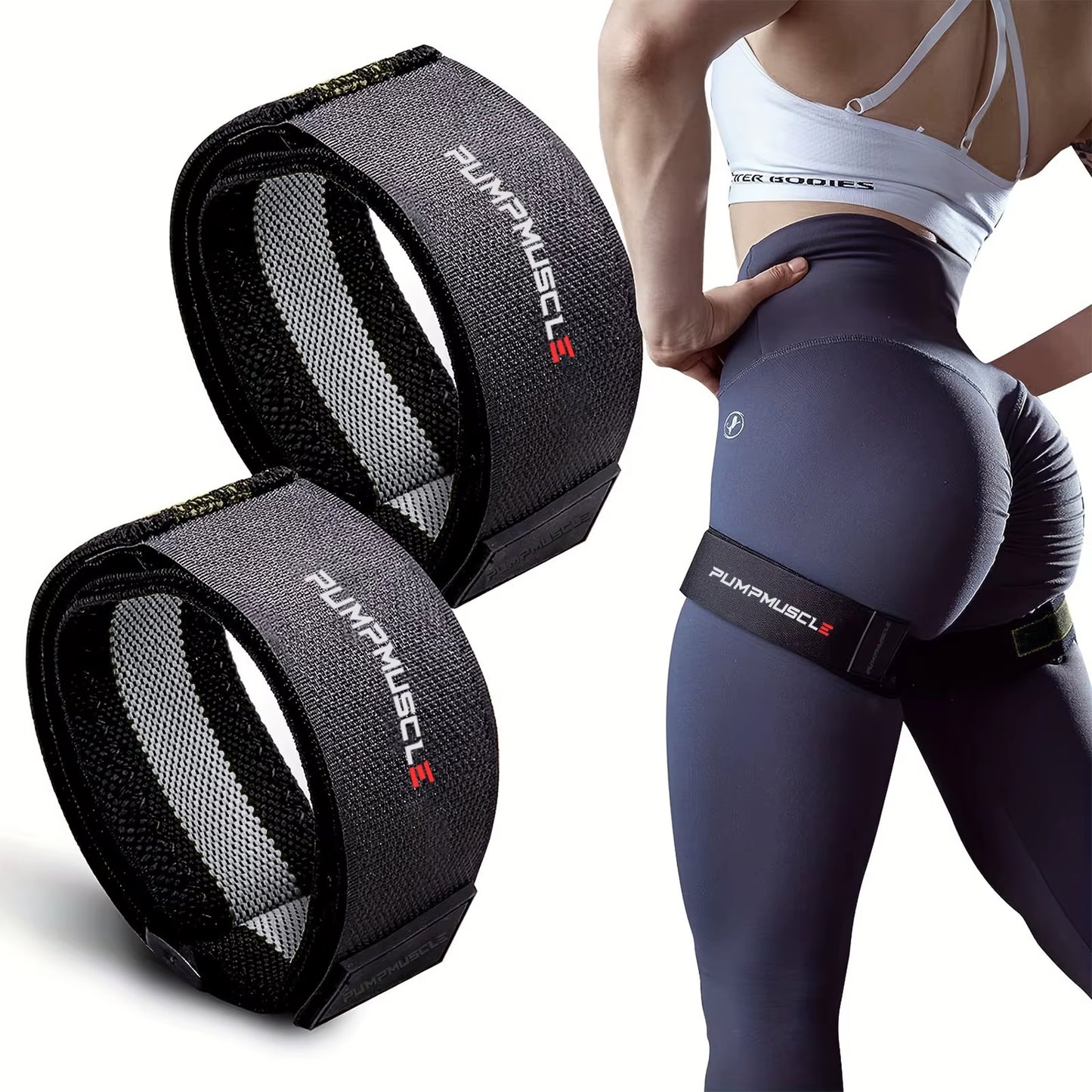 2Pcs Adjustable Leg Blood Flow Restriction Bands – Enhance Muscle Growth & Strength, Ideal for Leg Workouts, Glute Exercises