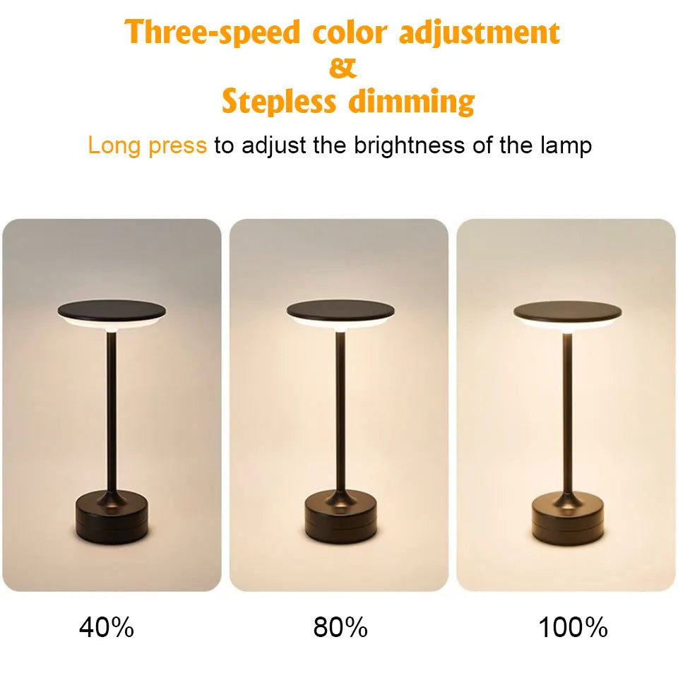 LED Touch Sensor Table Lamp – USB Rechargeable, Portable Wireless Night Light for Bedroom, Reading, Restaurant, Hotel, and Bar