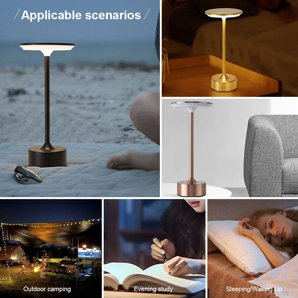 LED Touch Sensor Table Lamp – USB Rechargeable, Portable Wireless Night Light for Bedroom, Reading, Restaurant, Hotel, and Bar