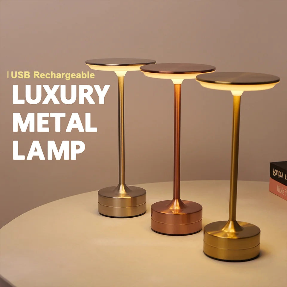 LED Touch Sensor Table Lamp – USB Rechargeable, Portable Wireless Night Light for Bedroom, Reading, Restaurant, Hotel, and Bar