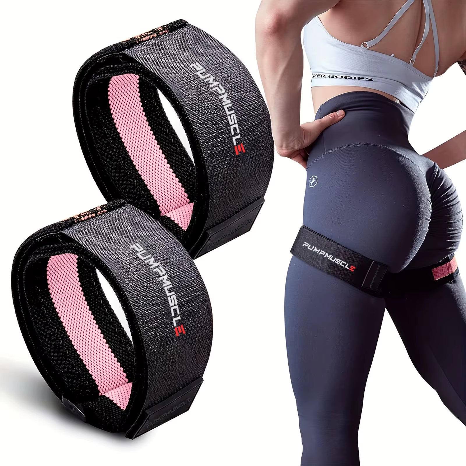 2Pcs Adjustable Leg Blood Flow Restriction Bands – Enhance Muscle Growth & Strength, Ideal for Leg Workouts, Glute Exercises