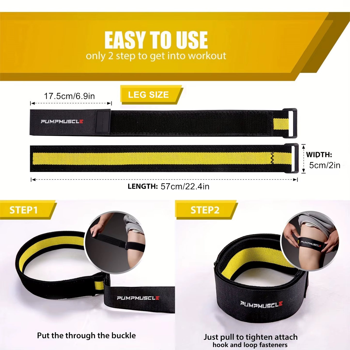 2Pcs Adjustable Leg Blood Flow Restriction Bands – Enhance Muscle Growth & Strength, Ideal for Leg Workouts, Glute Exercises