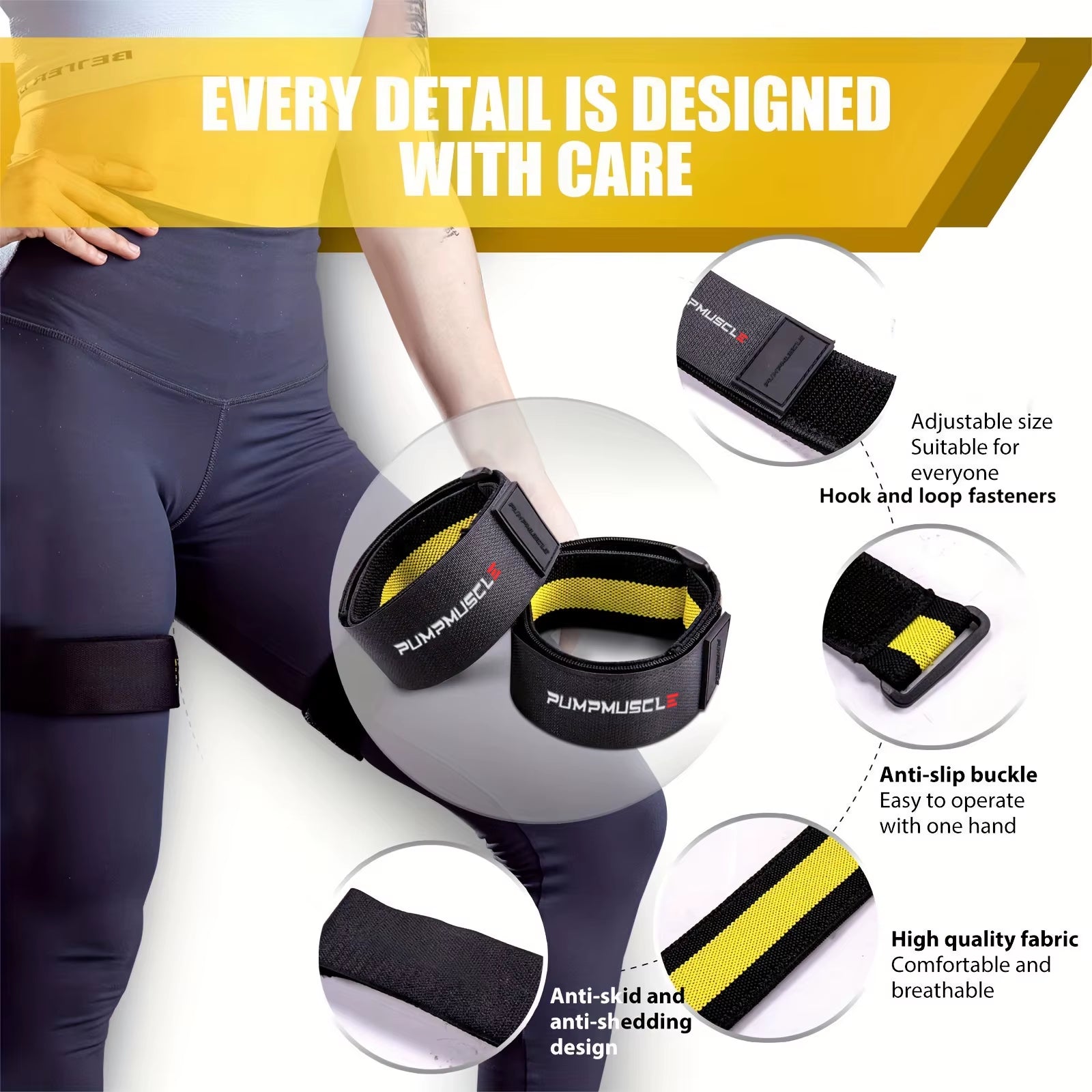 2Pcs Adjustable Leg Blood Flow Restriction Bands – Enhance Muscle Growth & Strength, Ideal for Leg Workouts, Glute Exercises