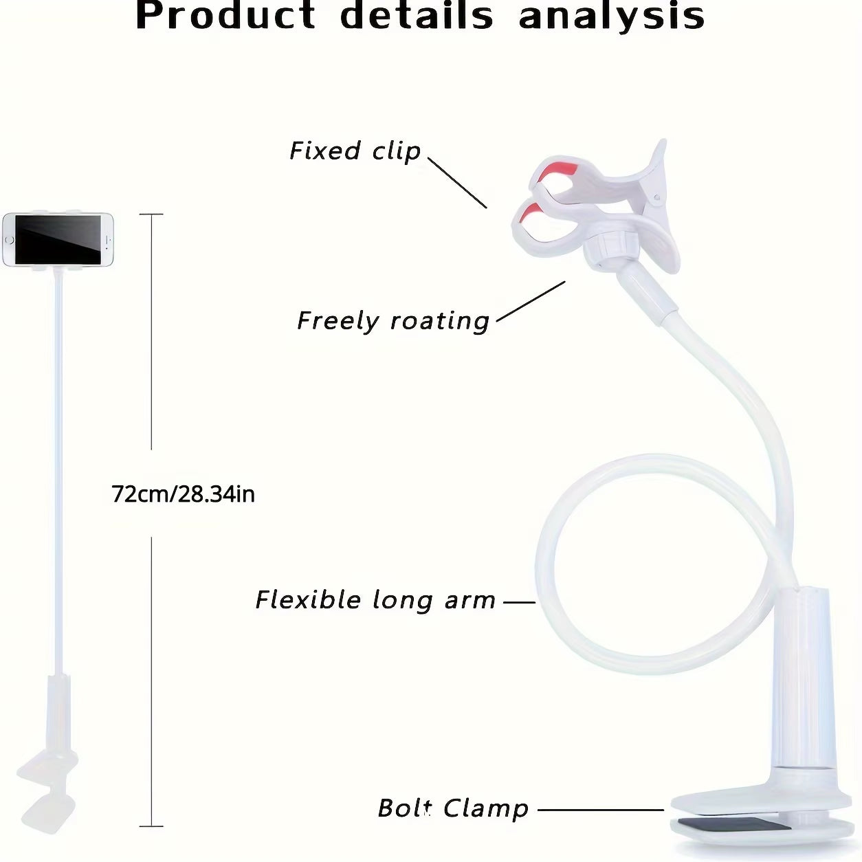 Lazy Bedside Desktopmobile Phone Clamp Bracket Flexible Long Arm Gooseneck Lazy Person Bracket with Handle Overhead Live Bracket