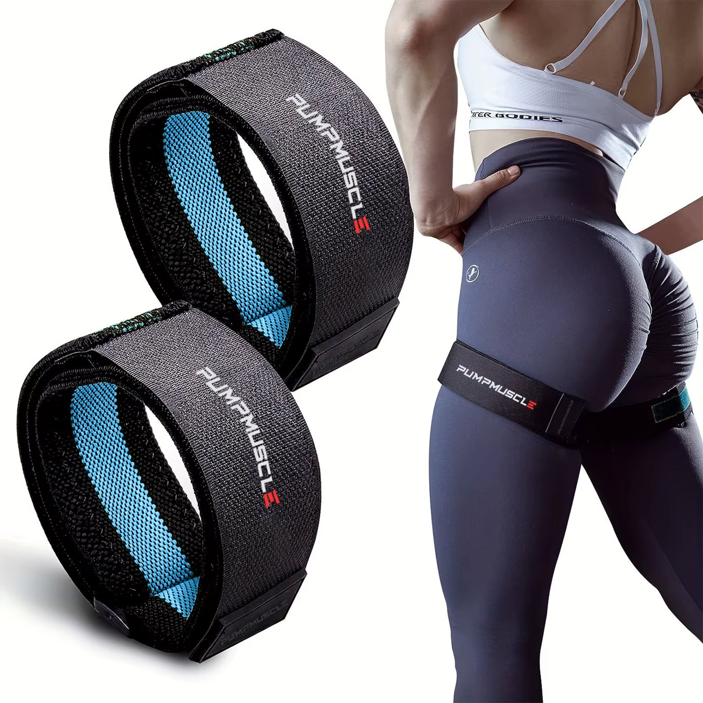 2Pcs Adjustable Leg Blood Flow Restriction Bands – Enhance Muscle Growth & Strength, Ideal for Leg Workouts, Glute Exercises